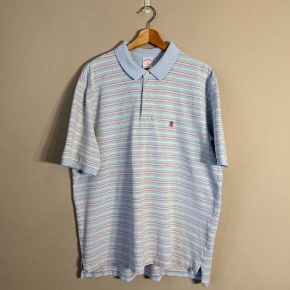 Brooks Brothers 346 Striped Polo Shirt Men's XL Blue Original Fit Pastel Preppy - Picture 2 of 11